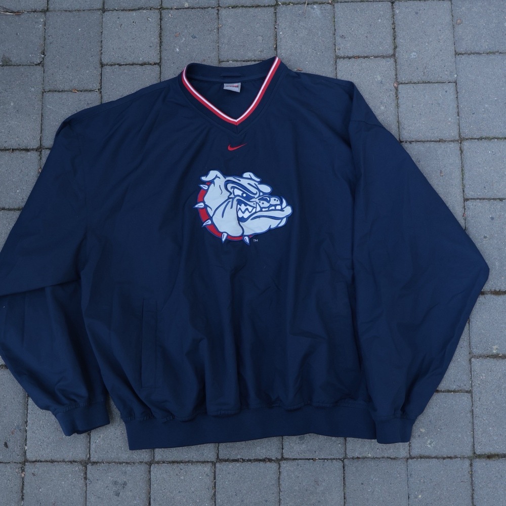 Vintage Gonzaga Bulldogs NIKE TEAM Windbreaker Pullover Jacket Navy Men's XL